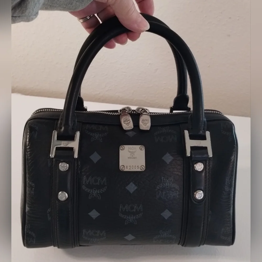 MCM Mini Boston Bag Black Visetos - Picture 1 of 12